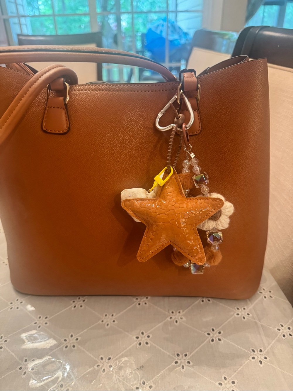 Brown PU vegan leather top handle bag. Excellent for work, or just shopping